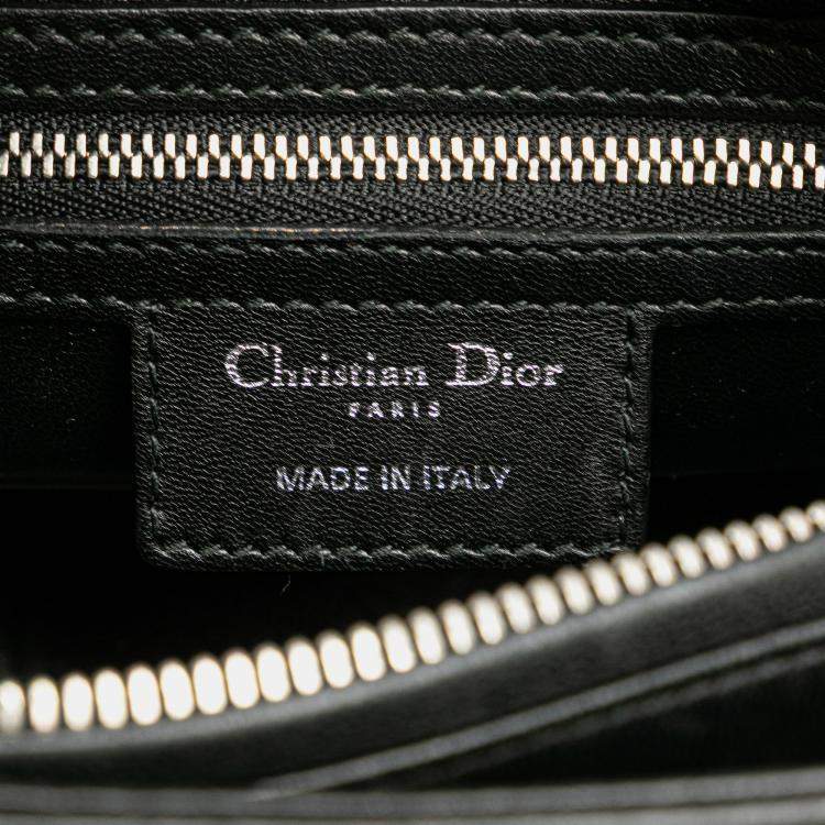 Pre Owned Dior Black Medium Calfskin Embroidered Flower Lady Dior