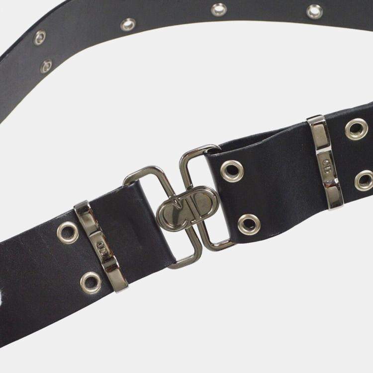 Pre Owned Dior Black Leather Twin Pochette Belt Bum Bag