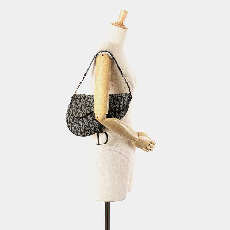 Pre Owned Dior Blue Diorissimo Canvas Saddle Bag