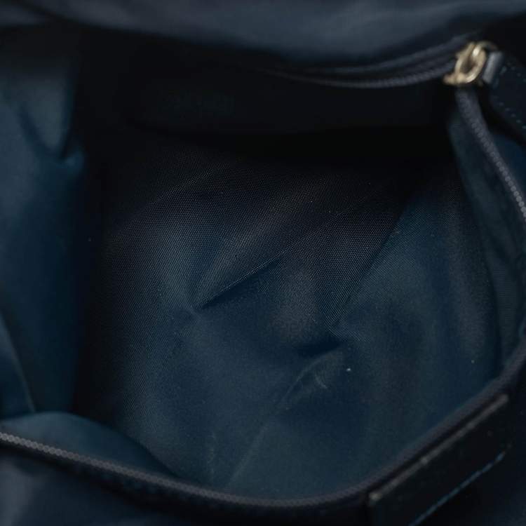 Pre Owned Dior Navy Blue Oblique Canvas and Leather Charms Boston Bag