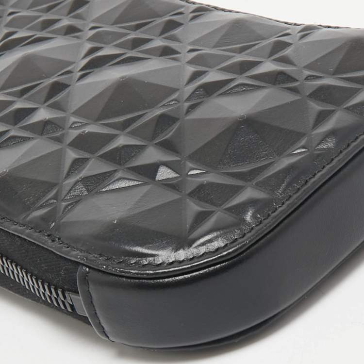 Pre Owned Dior Black Diamond Cannage Leather Lady Dior Call'in Dior Phone Holder Crossbody Bag