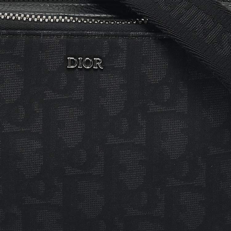 Pre Owned Dior Black Oblique Nylon Double Zip Crossbody Bag