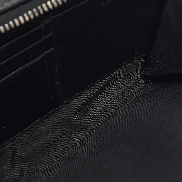 Pre Owned Dior Black Oblique Nylon Double Zip Crossbody Bag