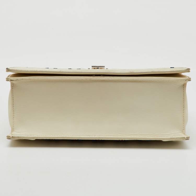 Pre Owned Dior Off White Cannage Stitched Leather Large Diorama Flap Shoulder Bag