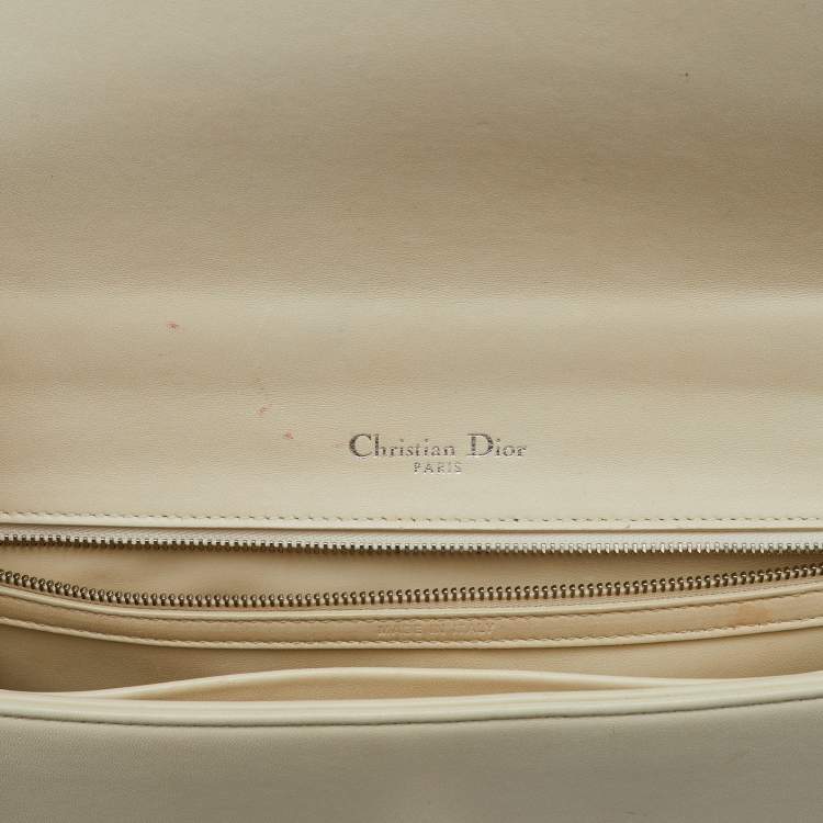 Pre Owned Dior Off White Cannage Stitched Leather Large Diorama Flap Shoulder Bag
