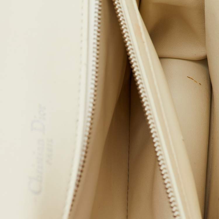 Pre Owned Dior Off White Cannage Stitched Leather Large Diorama Flap Shoulder Bag