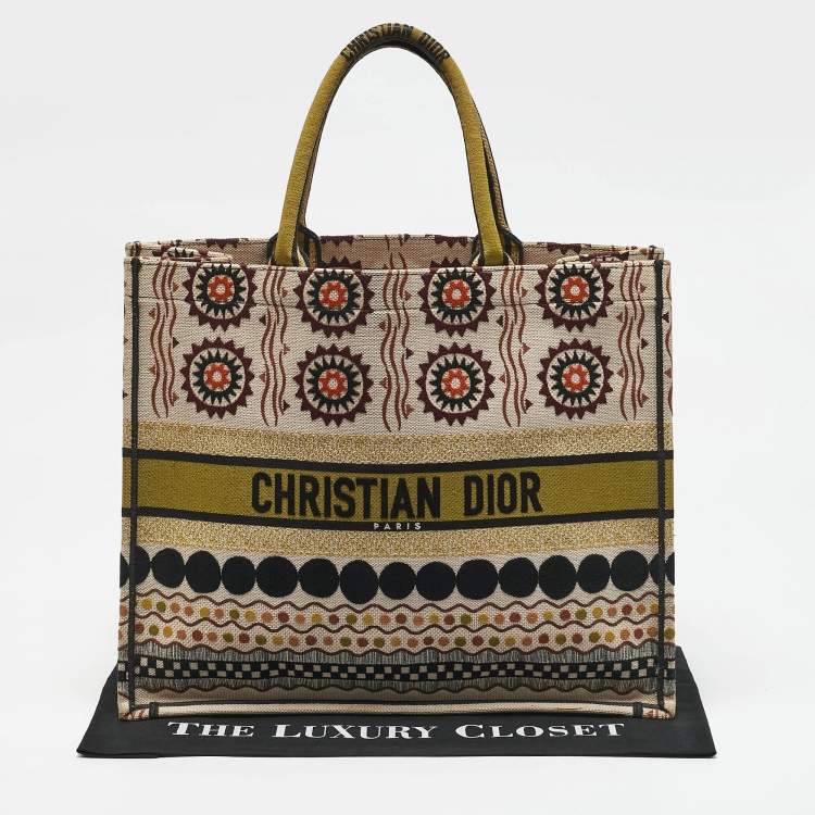 Pre Owned Dior Multicolor Forte Dei Marmi Embroidered Canvas Large Book Tote