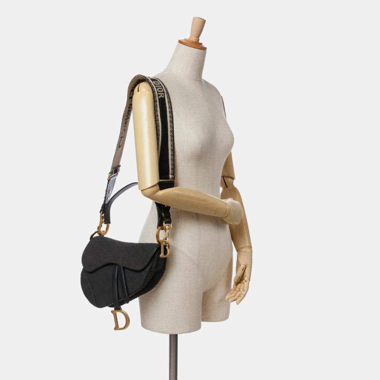 Pre Owned Dior Black Oblique Canvas Saddle Bag
