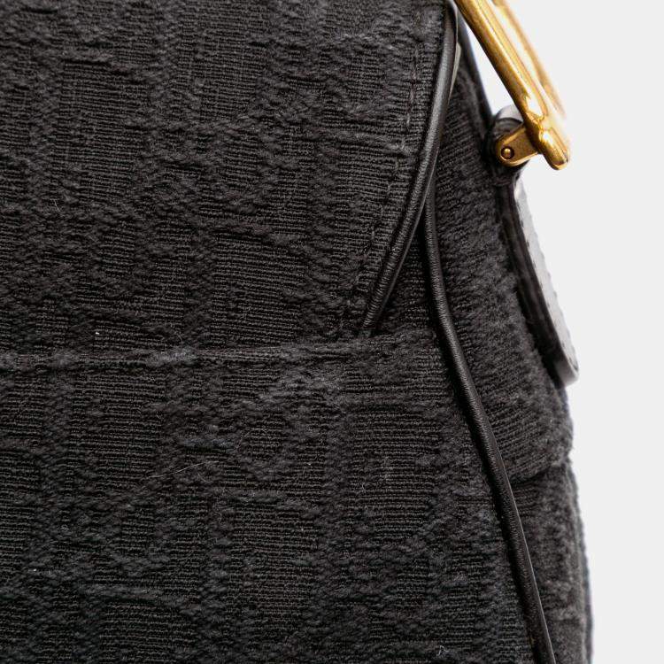 Pre Owned Dior Black Oblique Canvas Saddle Bag