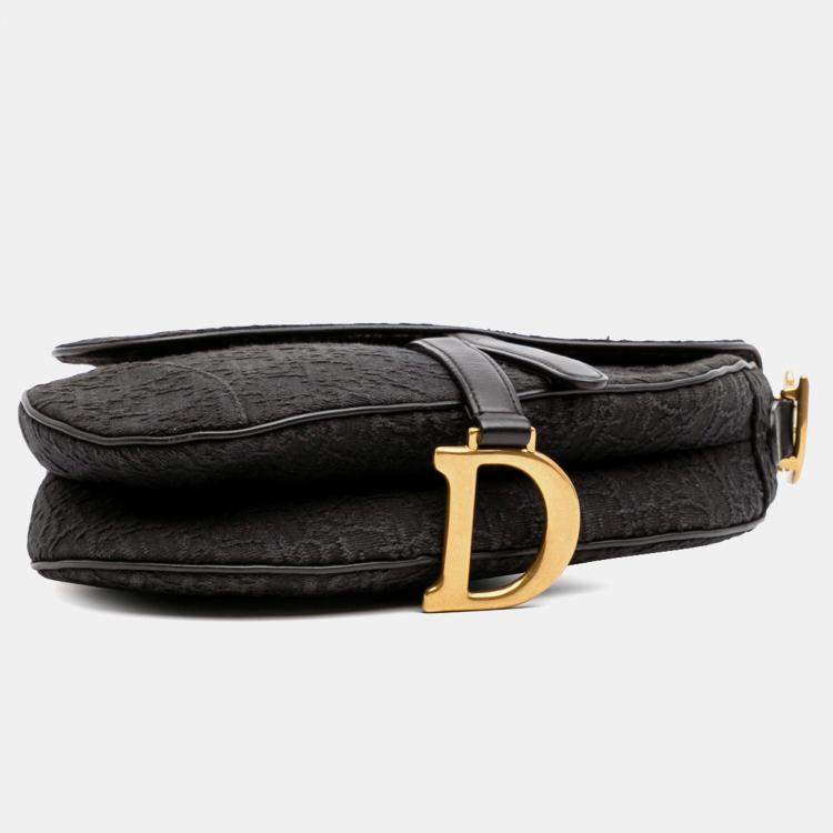Pre Owned Dior Black Oblique Canvas Saddle Bag
