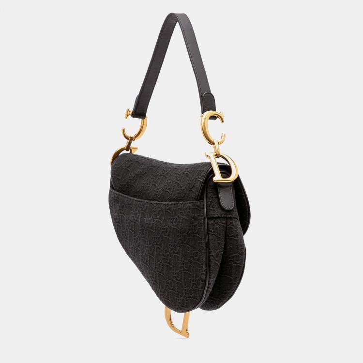 Pre Owned Dior Black Oblique Canvas Saddle Bag