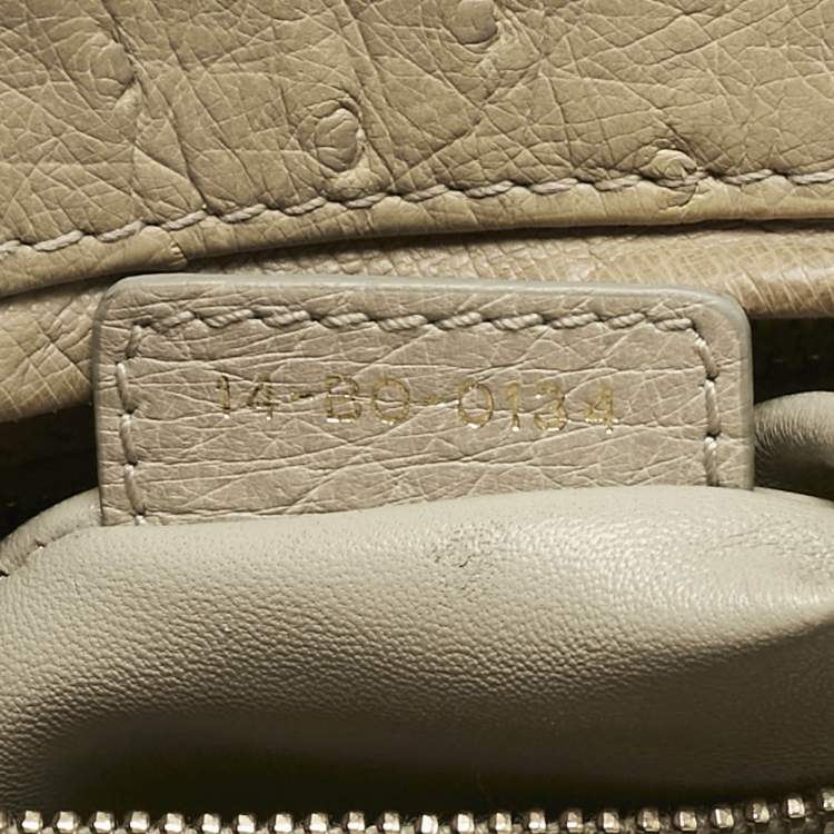 Pre Owned Dior Light Beige Ostrich Large Lady Dior Tote