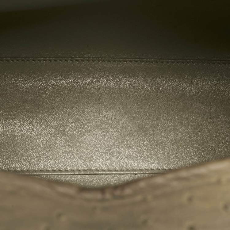 Pre Owned Dior Light Beige Ostrich Large Lady Dior Tote
