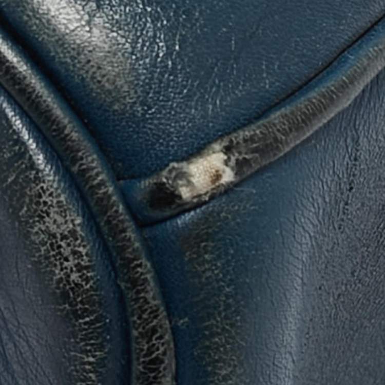 Pre Owned Dior Navy Blue Leather Large Diorissimo Shopper Tote
