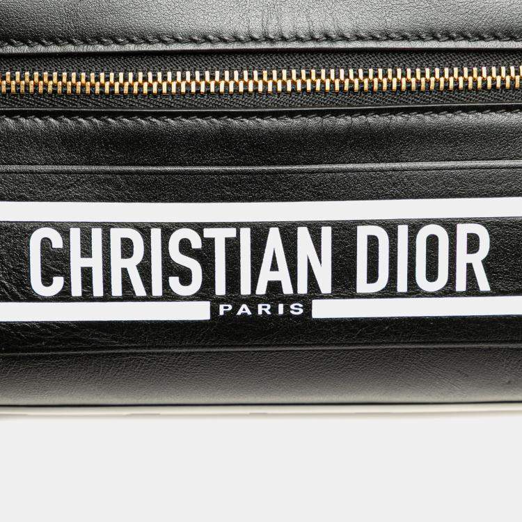 Pre Owned Dior Black/White Small Leather Dior Vibe Zip Bowling Bag