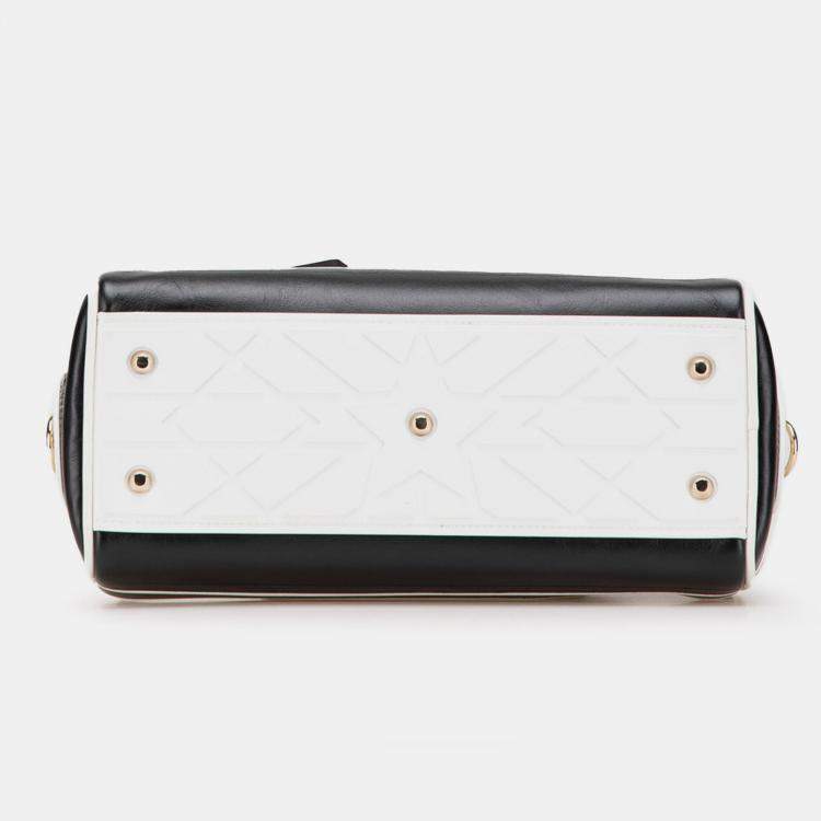 Pre Owned Dior Black/White Small Leather Dior Vibe Zip Bowling Bag