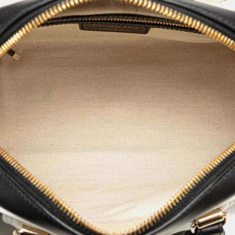Pre Owned Dior Black/White Small Leather Dior Vibe Zip Bowling Bag