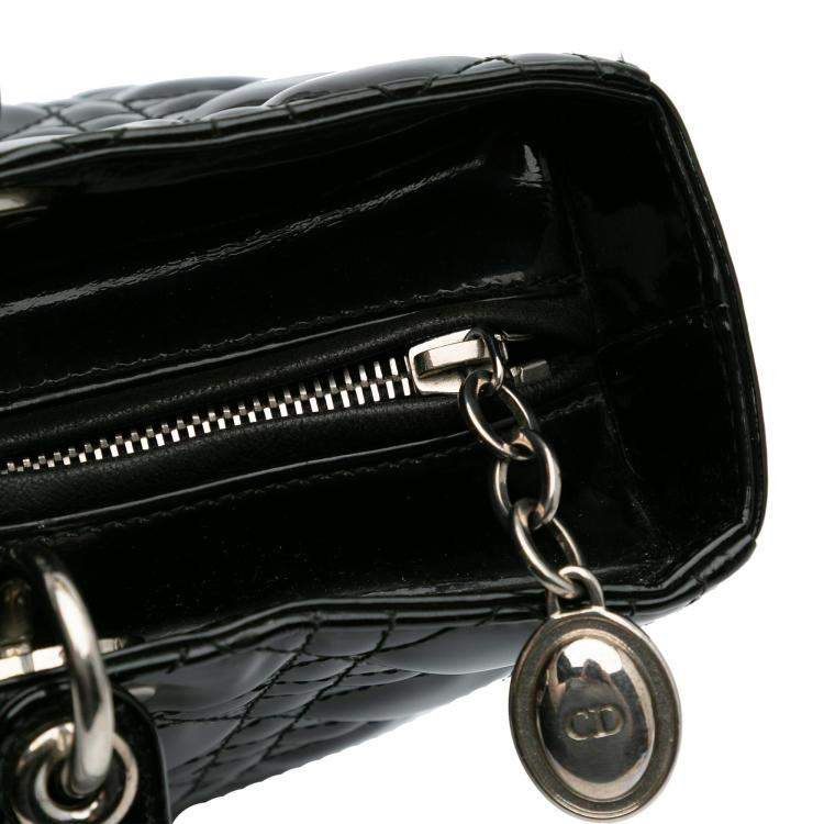 Pre Owned Dior Black Large Patent Cannage Lady Dior