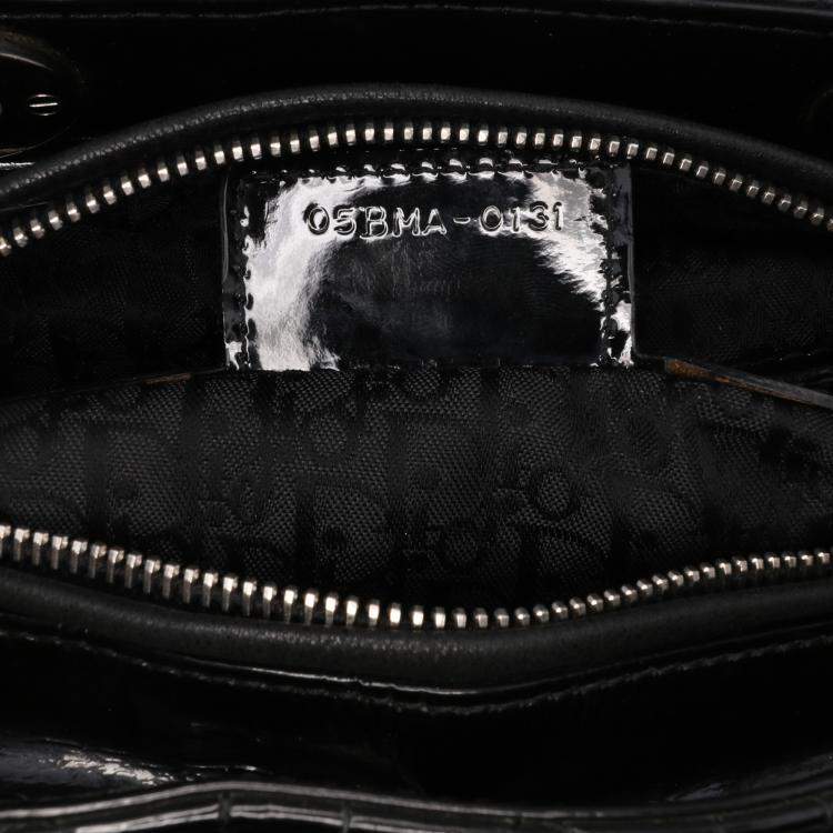 Pre Owned Dior Black Large Patent Cannage Lady Dior