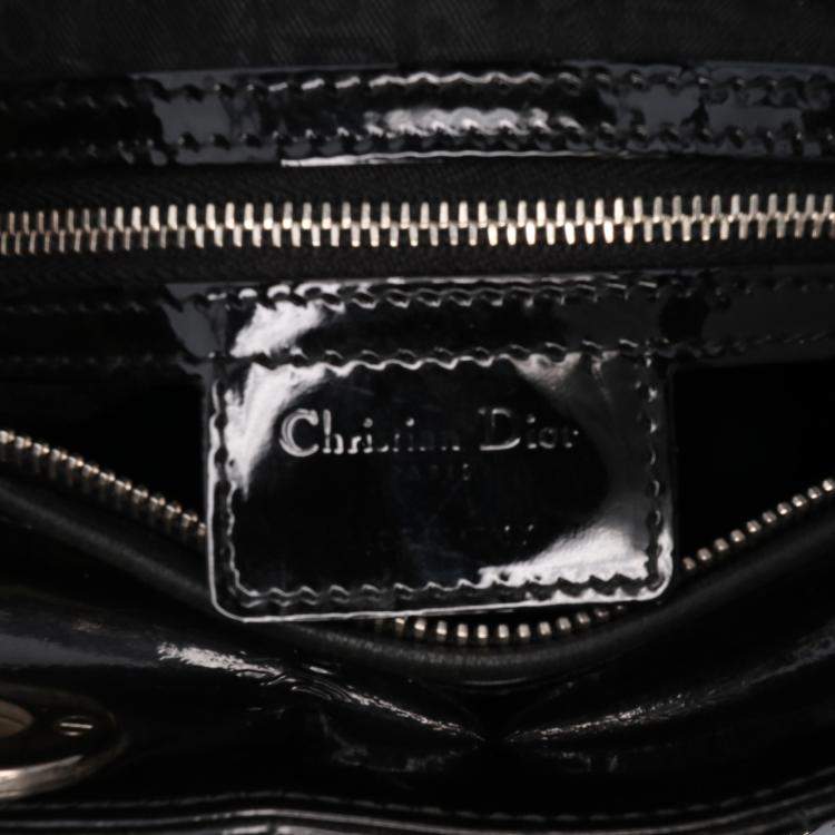 Pre Owned Dior Black Large Patent Cannage Lady Dior