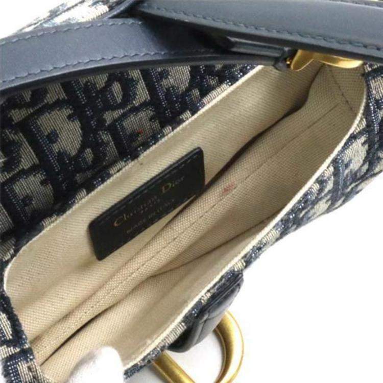 Pre Owned Dior Navy Canvas Saddle Bag