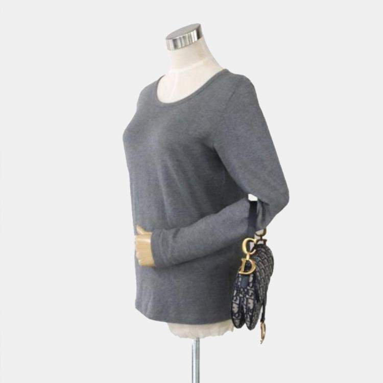 Pre Owned Dior Navy Canvas Saddle Bag