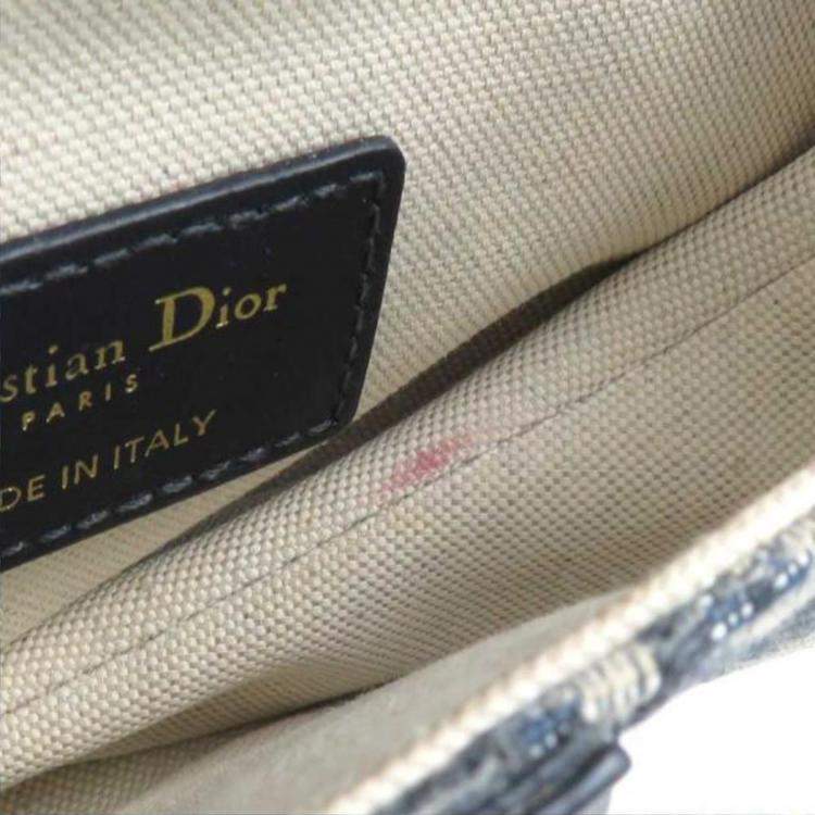 Pre Owned Dior Navy Canvas Saddle Bag