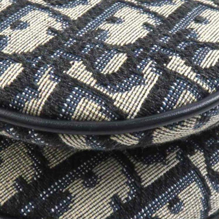 Pre Owned Dior Navy Canvas Saddle Bag