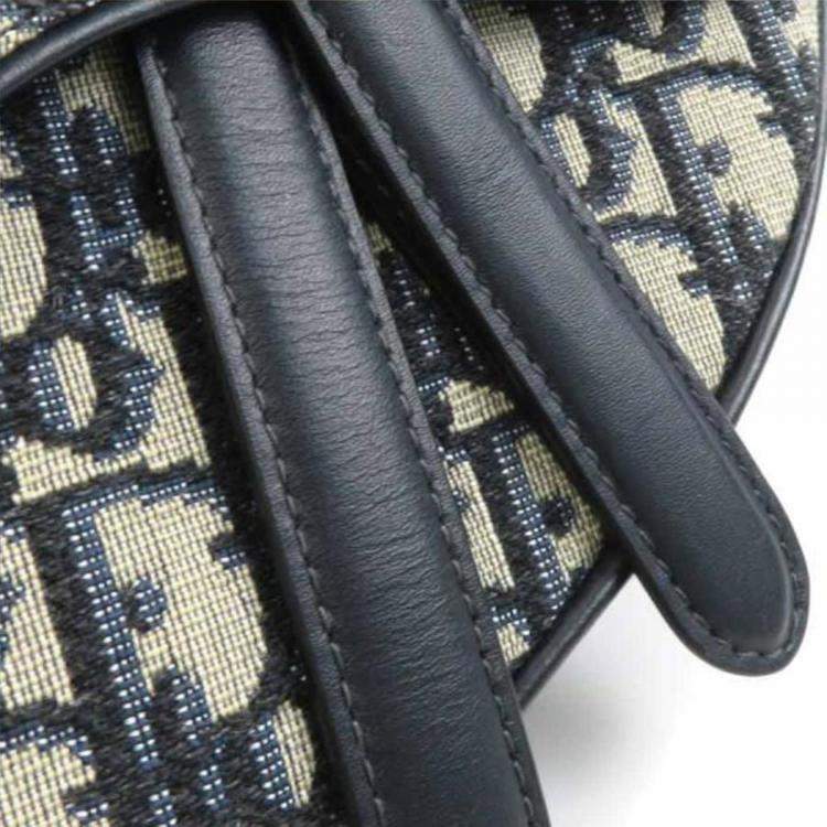 Pre Owned Dior Navy Canvas Saddle Bag