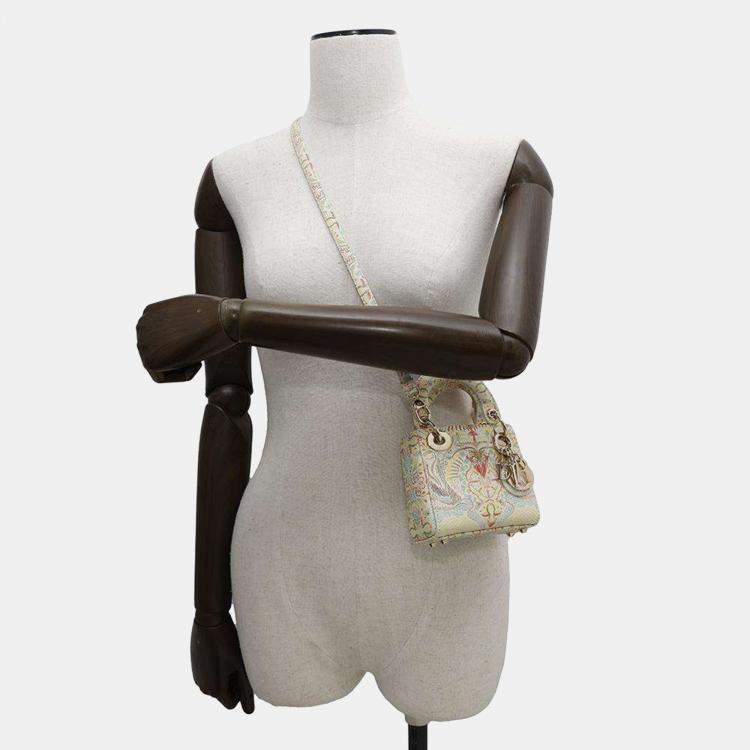 Pre Owned Dior Multicolor Leather Lady Dior Micro Top Handle Bag