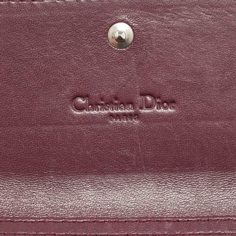 Pre Owned Dior Burgundy Oblique Patent Leather Wallet On Chain