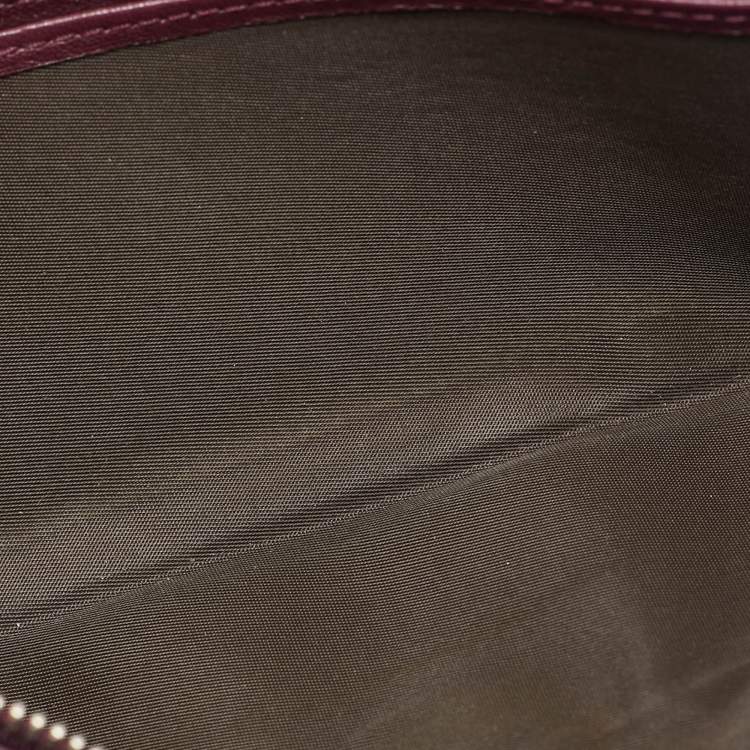 Pre Owned Dior Burgundy Oblique Patent Leather Wallet On Chain