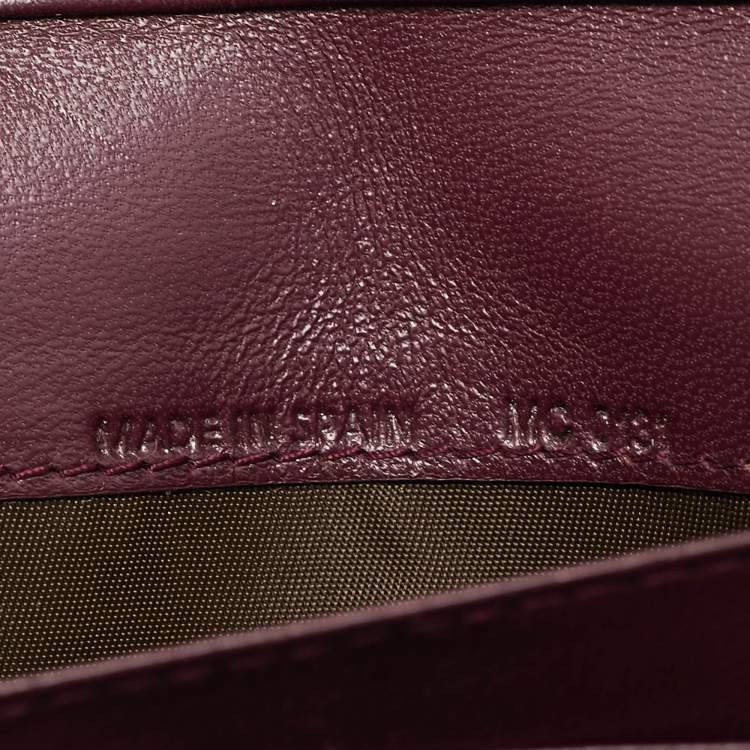 Pre Owned Dior Burgundy Oblique Patent Leather Wallet On Chain