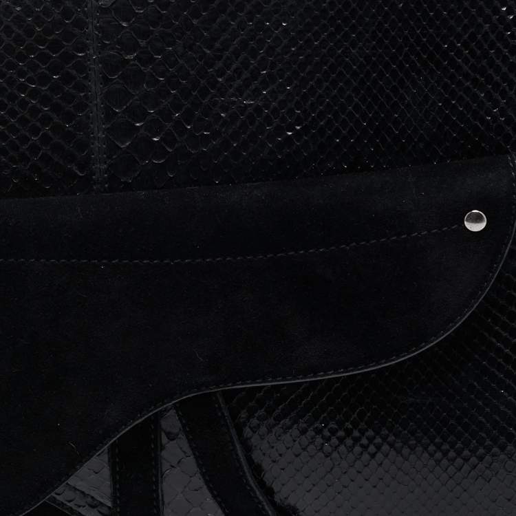 Pre Owned Dior Black Python and Suede Vintage Saddle Bag