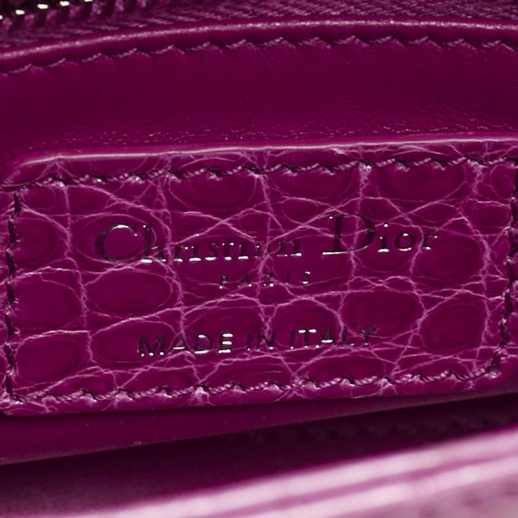 Pre Owned Dior Pink Alligator Swarovski Crystal Mini Lady Dior Tote