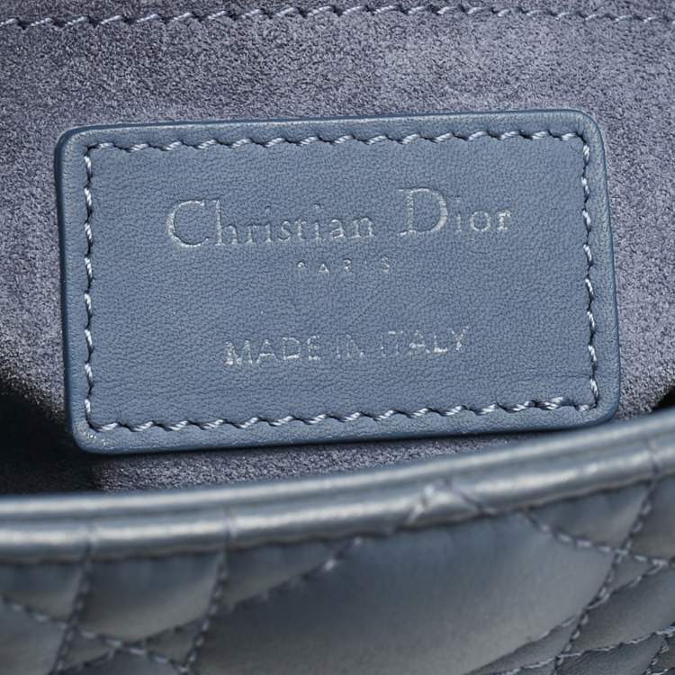 Pre Owned Dior Blue Ultramatte Cannage Leather Small Lady Dior Tote