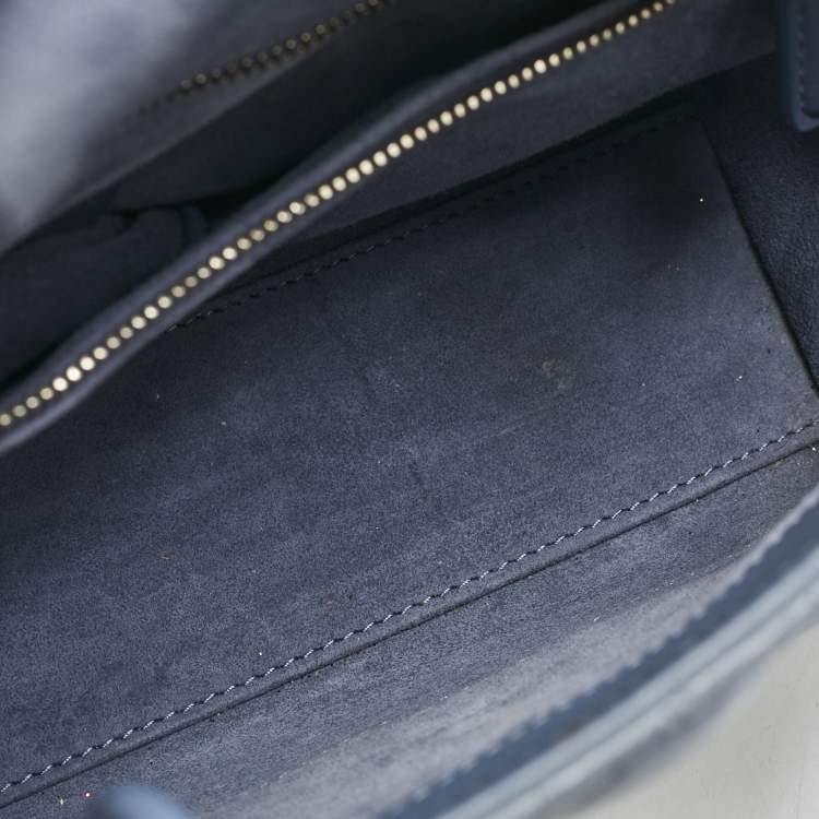 Pre Owned Dior Blue Ultramatte Cannage Leather Small Lady Dior Tote