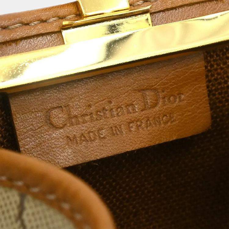 مملوكة مسبقًا Christian Dior Beige/Brown Honeycomb Pattern Coin Case Wallet