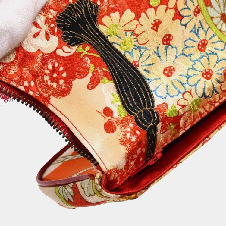 Pre Owned Christian Dior Multicolor Silk Embroidered Saddle Clutch