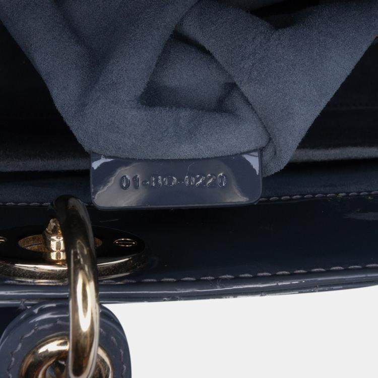 Pre Owned Dior Blue Medium Patent Cannage Lady Dior