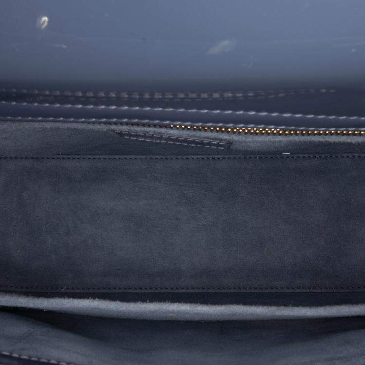 Pre Owned Dior Blue Medium Patent Cannage Lady Dior