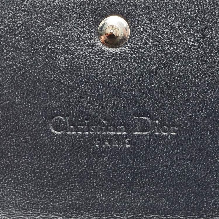 Pre Owned Dior Rose Gold Microcannage Patent Leather Lady Dior Croisiere Wallet On Chain