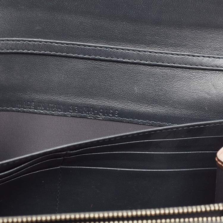 Pre Owned Dior Rose Gold Microcannage Patent Leather Lady Dior Croisiere Wallet On Chain