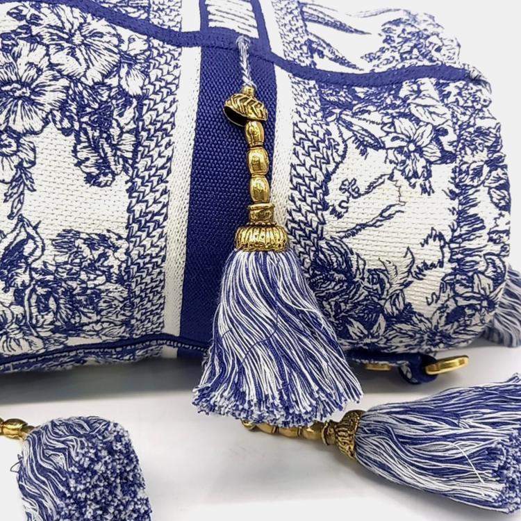 Pre Owned Dior Blue White Canvas D-BUBBLE Bucket Bag Small