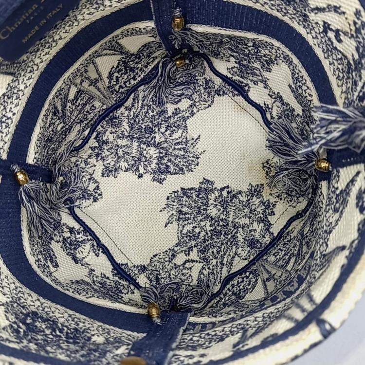 Pre Owned Dior Blue White Canvas D-BUBBLE Bucket Bag Small