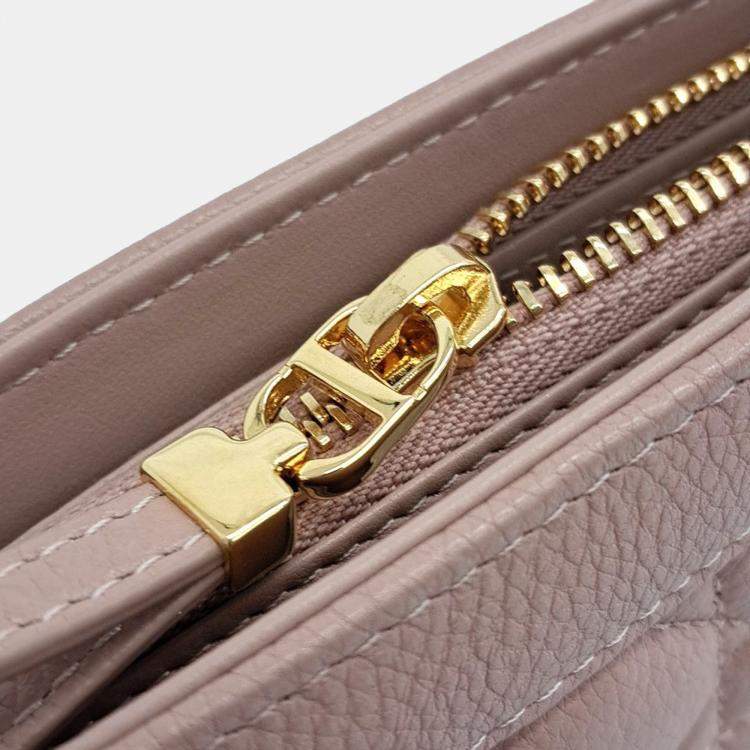 Pre Owned Dior Pink Leather Caro Chain Zipper Pouch and Crossbody Bag