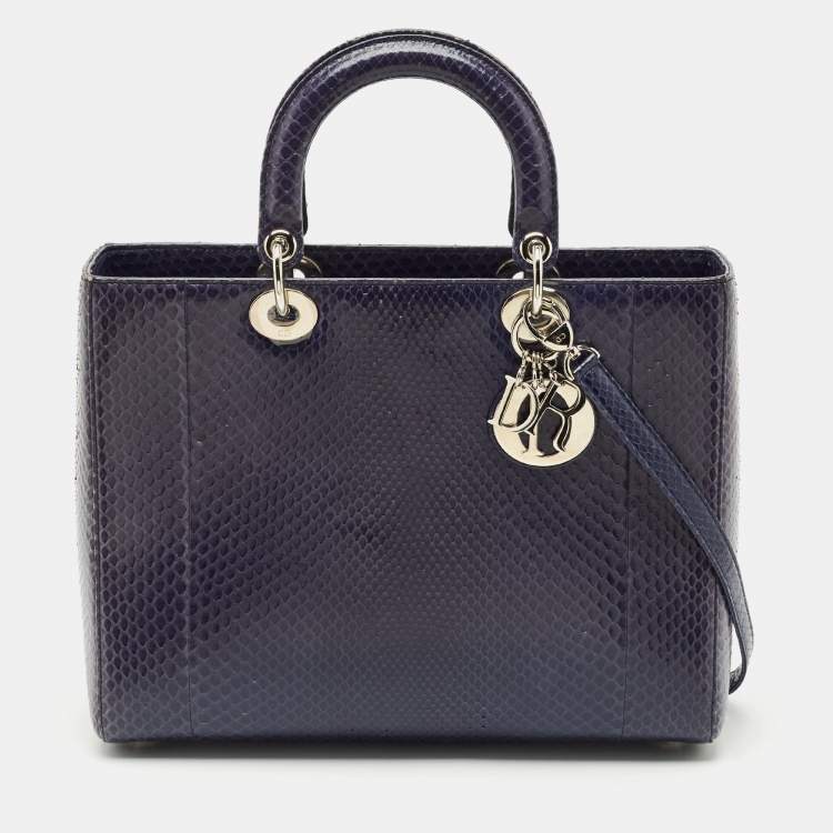 مملوكة مسبقًا Dior Violet Python Large Lady Dior Tote