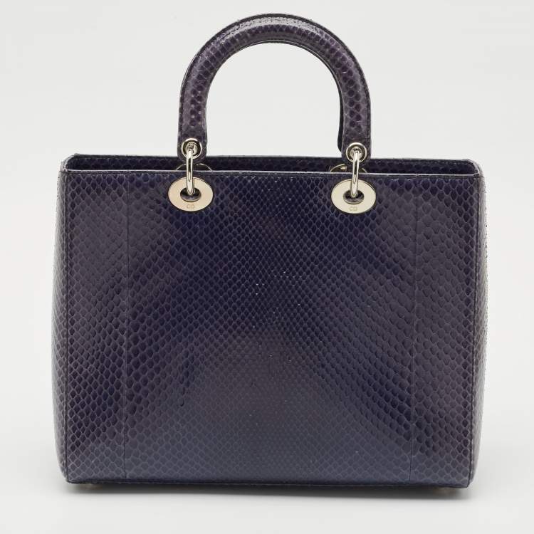 مملوكة مسبقًا Dior Violet Python Large Lady Dior Tote