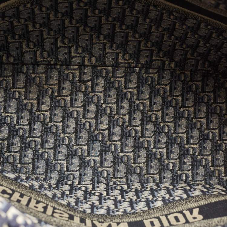 Pre Owned Dior Blue Oblique Embroidered Canvas Large Book Tote