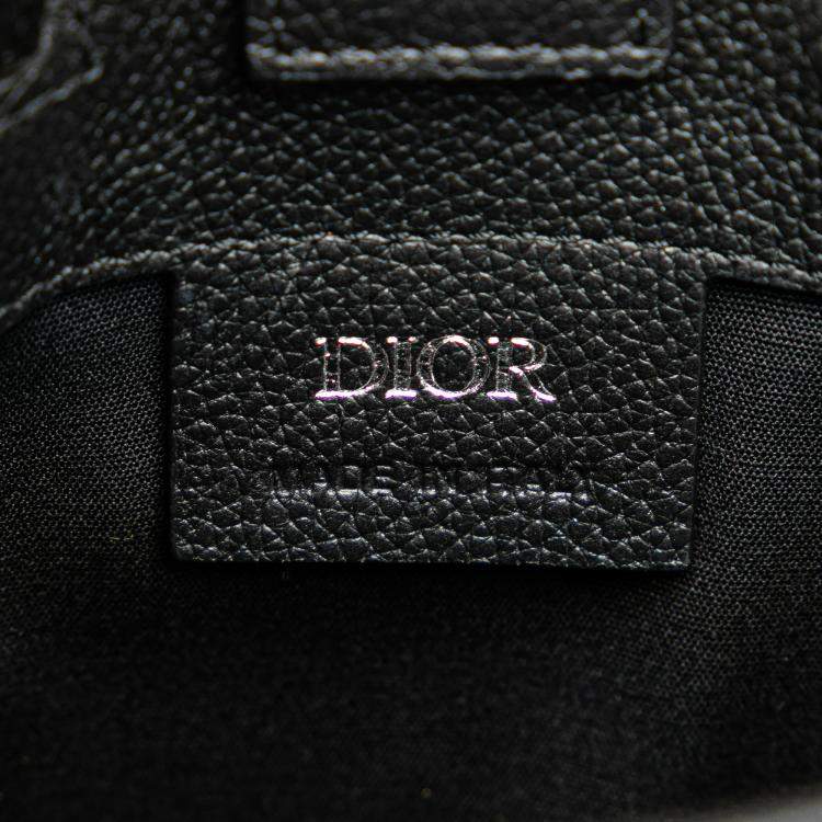 Pre Owned Dior Black Mini Grained Calfskin Saddle Tote